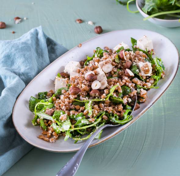 Dinkelsalat mit Tofu