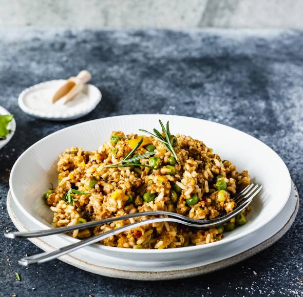 Djuvec-Reis mit Lammhackfleisch