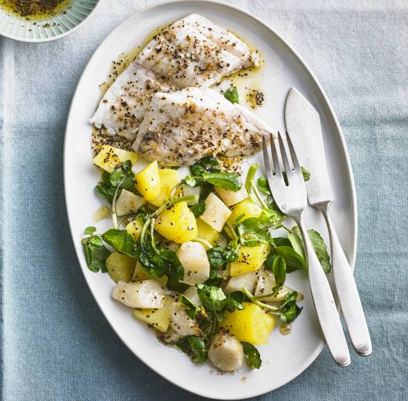 Gewürz-Zander mit Topinambur-Kartoffel-Gemüse