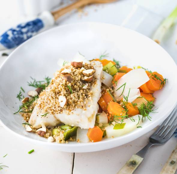 Kabeljau mit Frühlingsgemüse