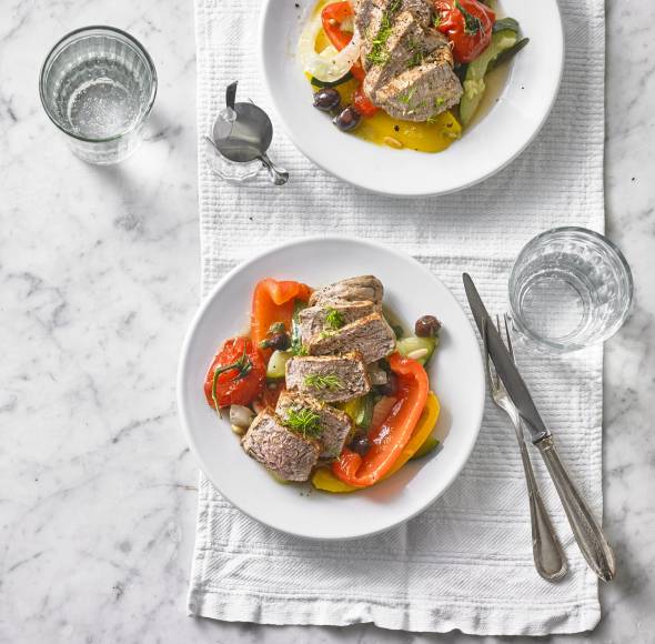 Kalbsfilet mit Antipasti-Gemüse