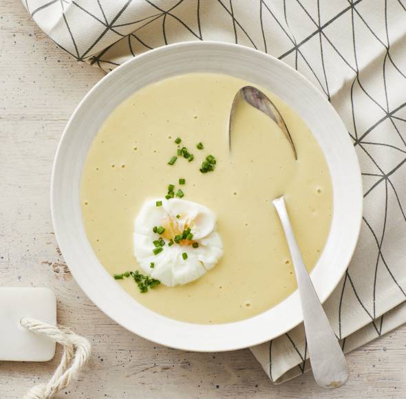 Kartoffel-Senf-Cremesuppe mit Setzei