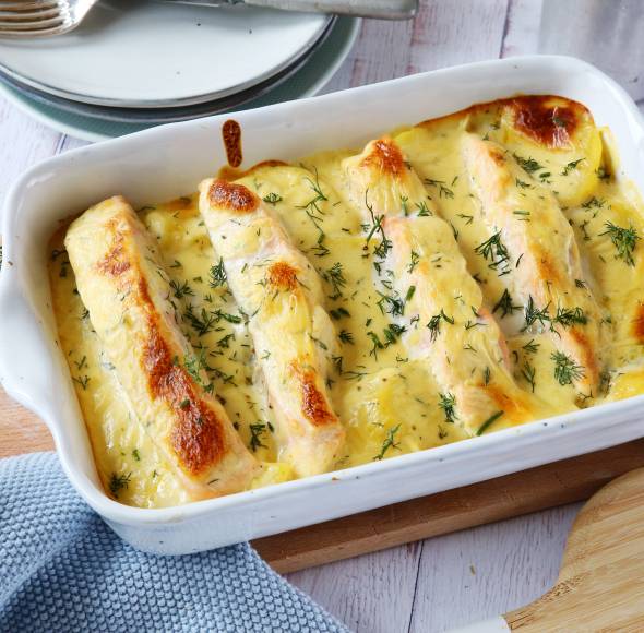 Lachs-Sahne-Gratin