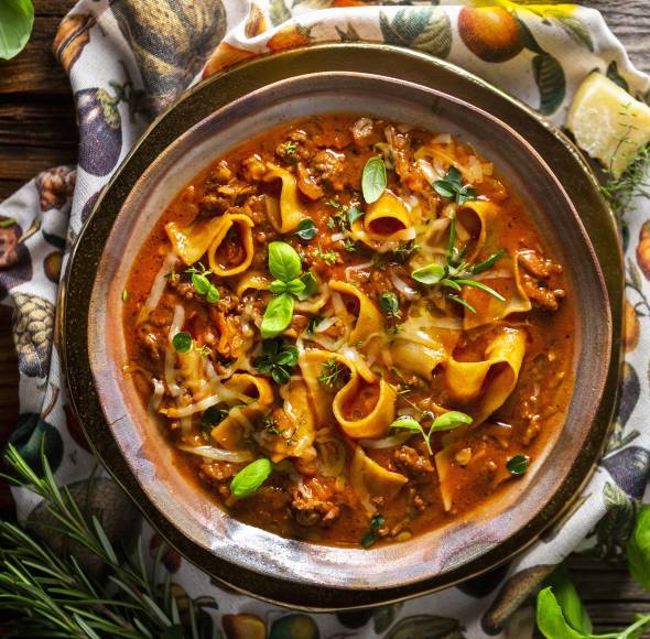 Lasagnesuppe mit Hackfleisch