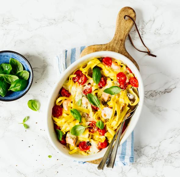 Nudel-Lachs-Auflauf aus dem Dampfgarer