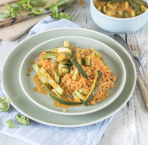Reispfanne mit Zucchini