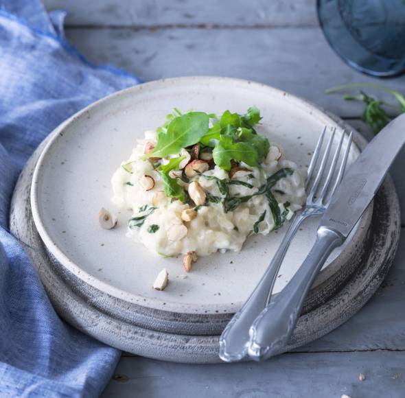 Rucolarisotto mit Ziegenfrischkäse