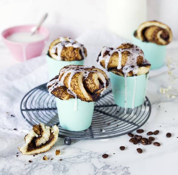 Softe Kaffee-Hefeschnecken