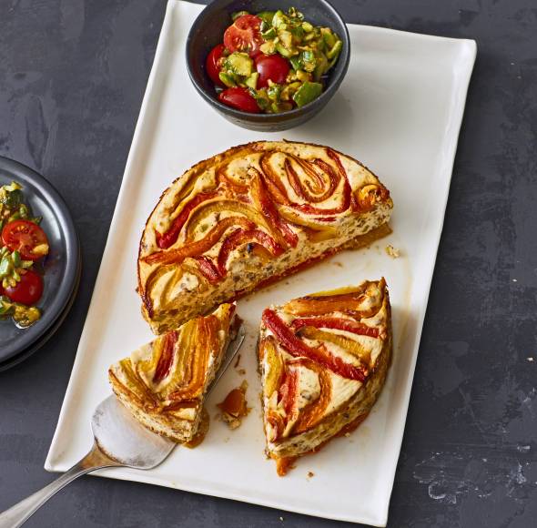 Ziegenkäsekuchen mit Paprika