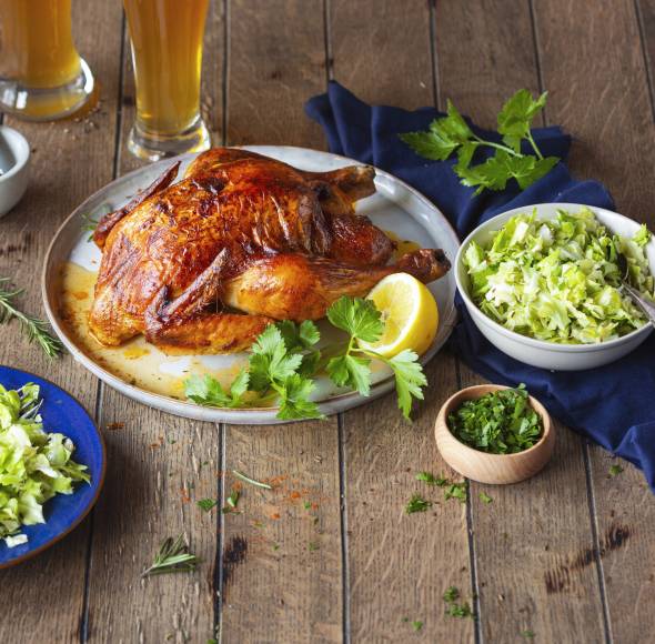 Bier-Hendl mit Krautsalat