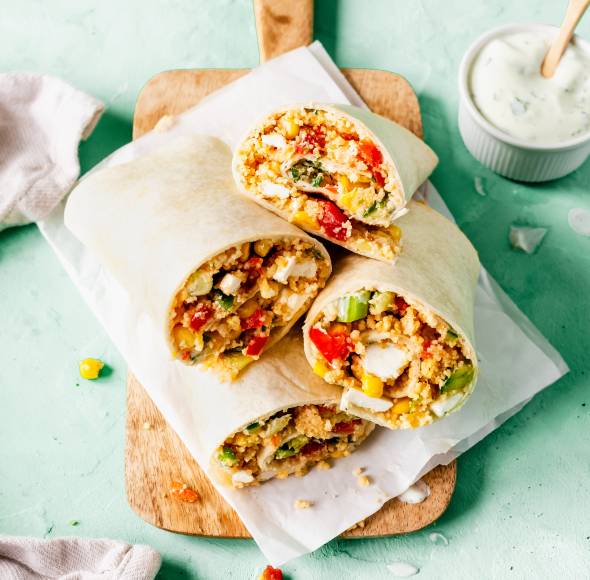 Couscous-Wrap mit Gemüse und Feta mit dem Monsieur Cuisine