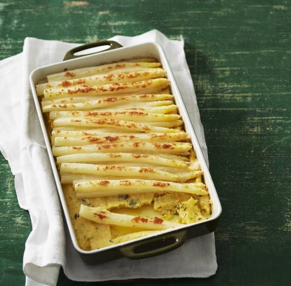 Gratinierter Spargel auf Thymian-Polenta