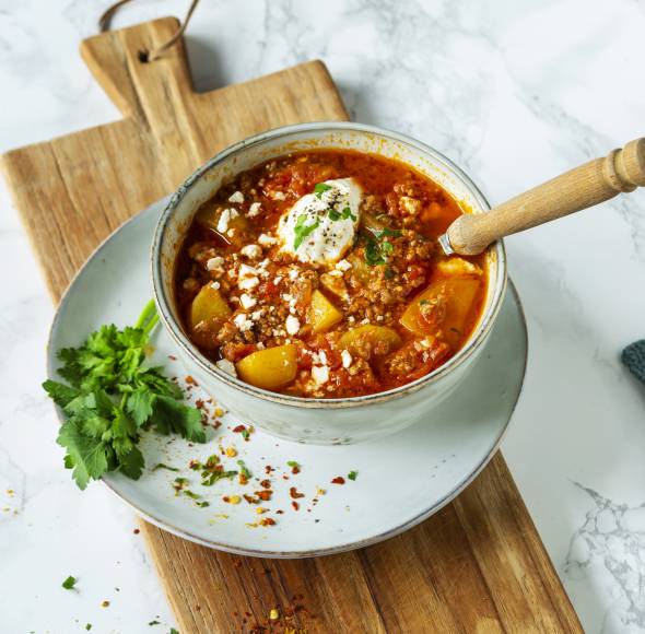 Kartoffel-Hackfleisch-Topf mit Feta