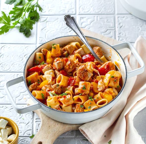 One-Pot-Millerighe mit Paprika und Hähnchen