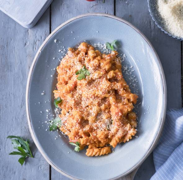 Tomaten-Kichererbsen-Pasta