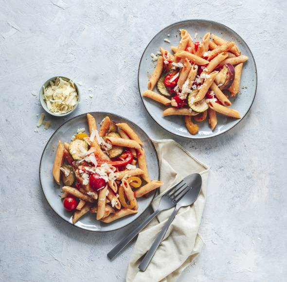 One-Pot-Pasta mit Ratatouille