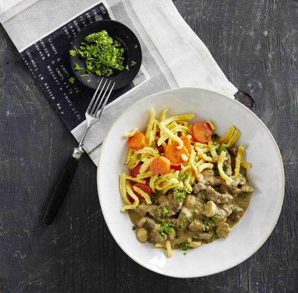 Rindergeschnetzeltes „Stroganoff“