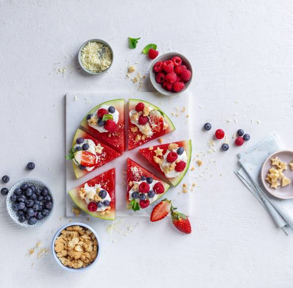 Wassermelonen-Pizza mit Vanillecreme mit dem Monsieur Cuisine