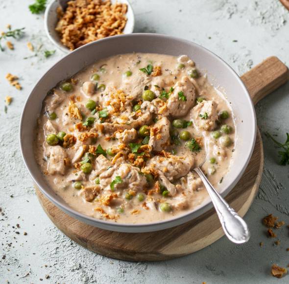 20-Minuten-Hähnchen-Erbsen-Pfanne