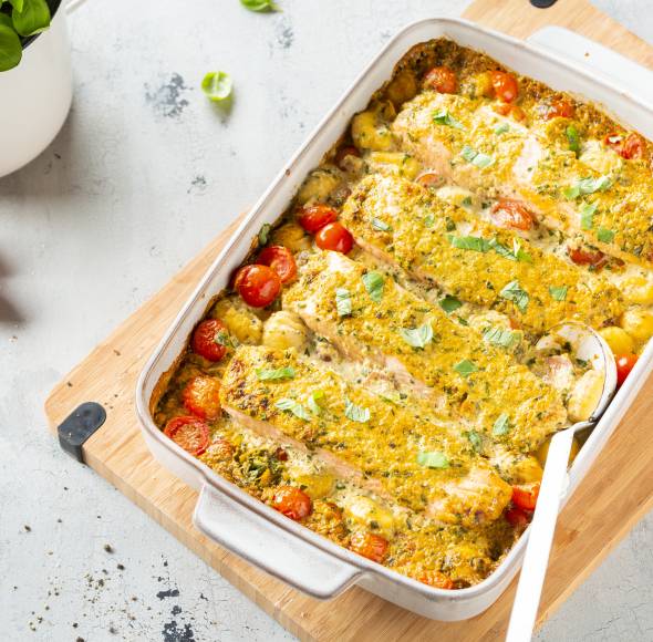 Ofenlachs „Toskana“ mit Gnocchi