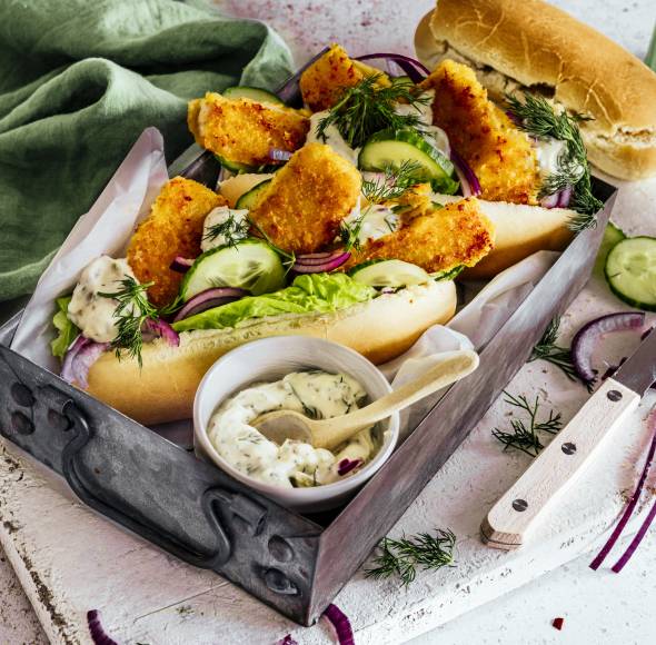 Fischstäbchen Hot Dog