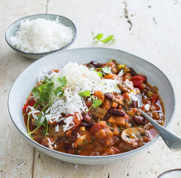 Gemüsechili mit Reis