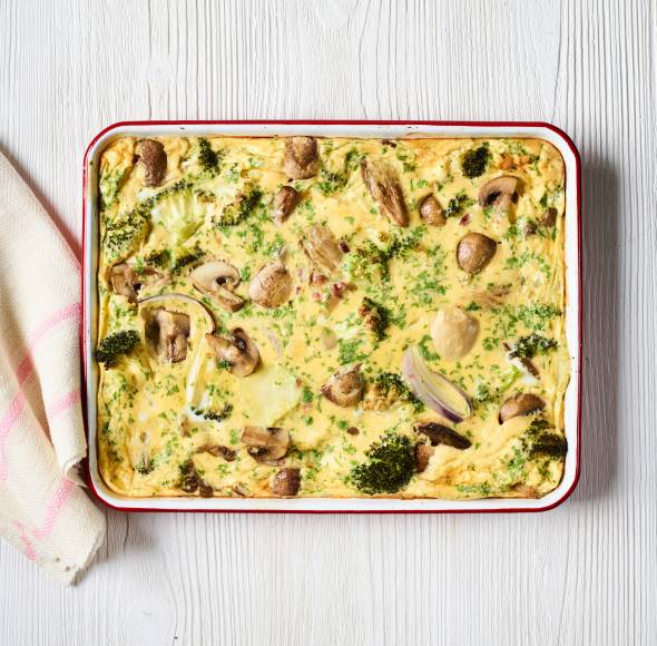 Schnelle Pilzfrittata vom Blech