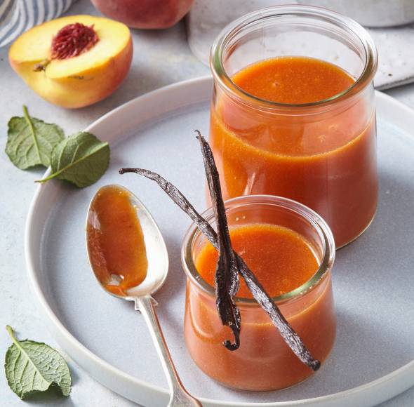 Pfirsich-Vanille-Samt mit wenig Zucker