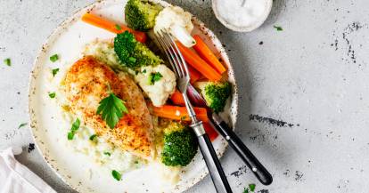 All-in-one-Hähnchenbrust mit Reis und Gemüse