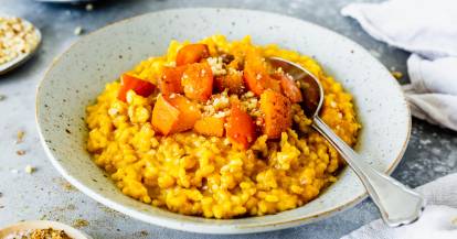 Pumpkin-Spice-Milchreis mit Kürbiswürfeln