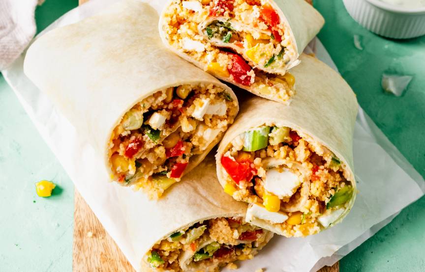 Couscous-Wrap mit Gemüse und Feta mit dem Monsieur Cuisine