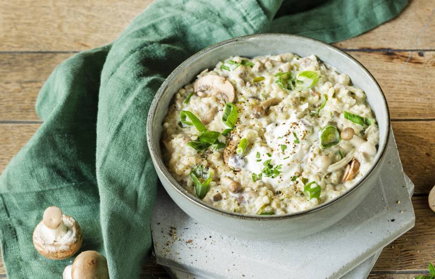 Graupentopf mit Pilzen