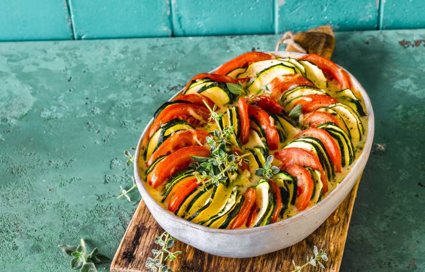 Low-Carb-Zucchini-Tomaten-Auflauf