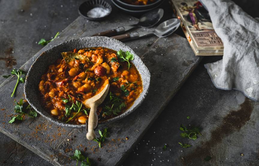 Weiße Riesenbohnen in Tomatensoße