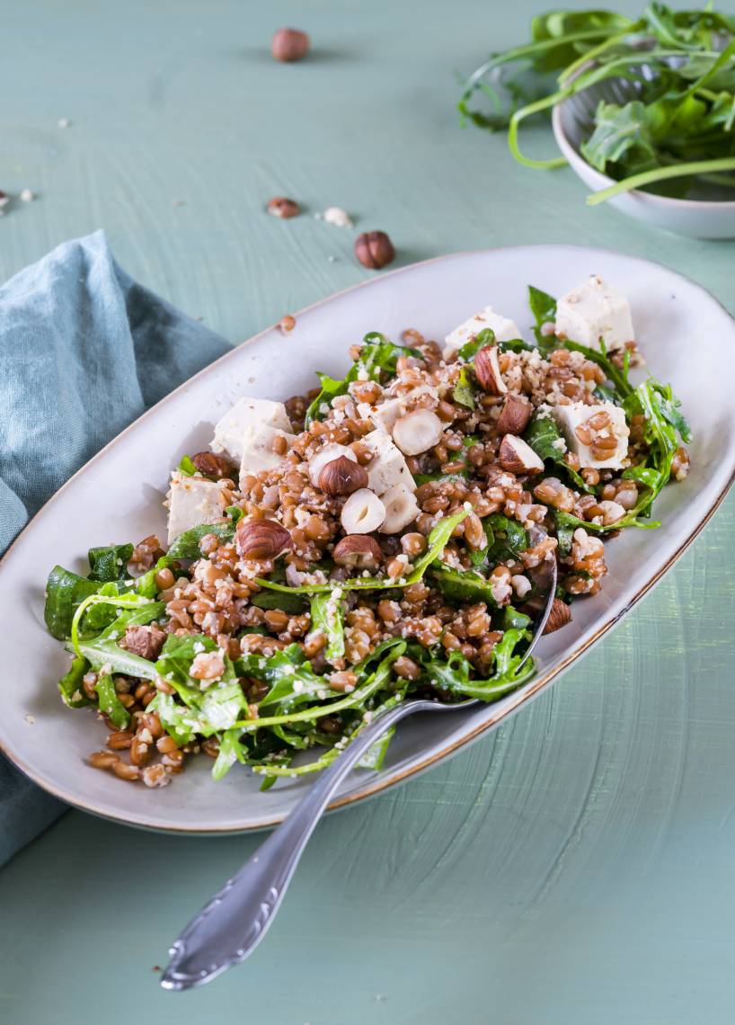 Dinkelsalat mit Tofu