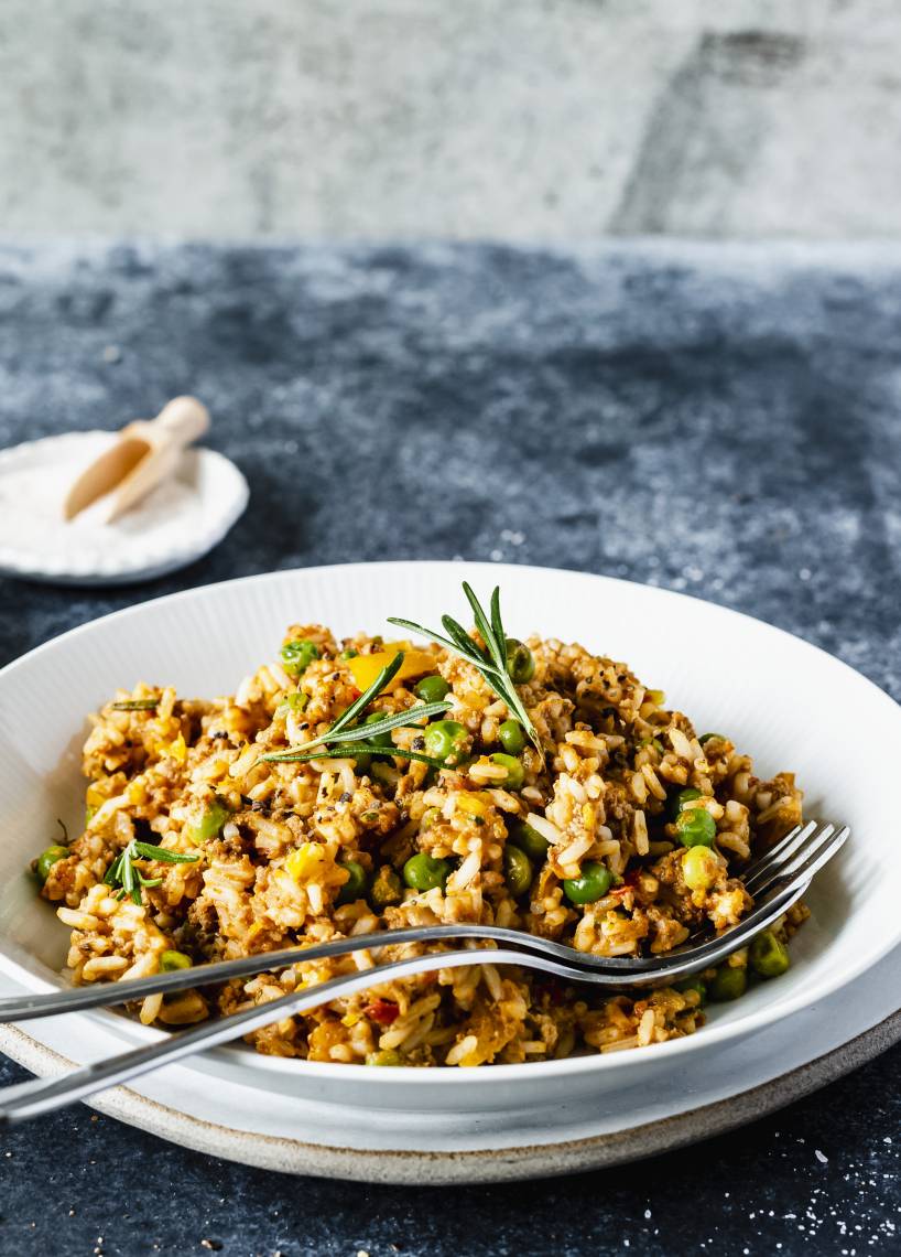 Djuvec-Reis mit Lammhackfleisch