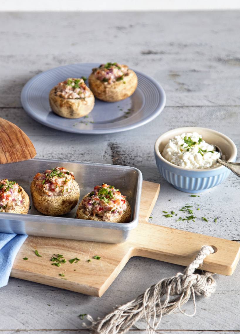Gefüllte Champignons mit Hüttenkäse