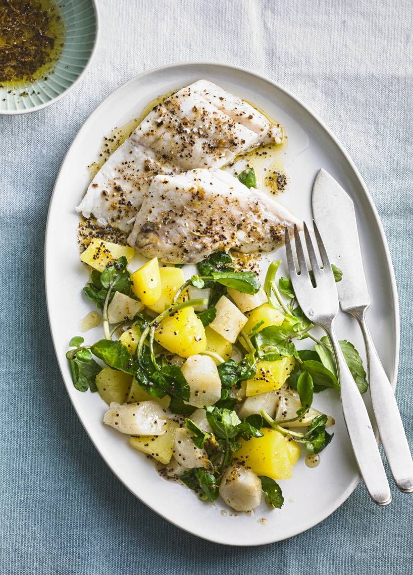 Gewürz-Zander mit Topinambur-Kartoffel-Gemüse