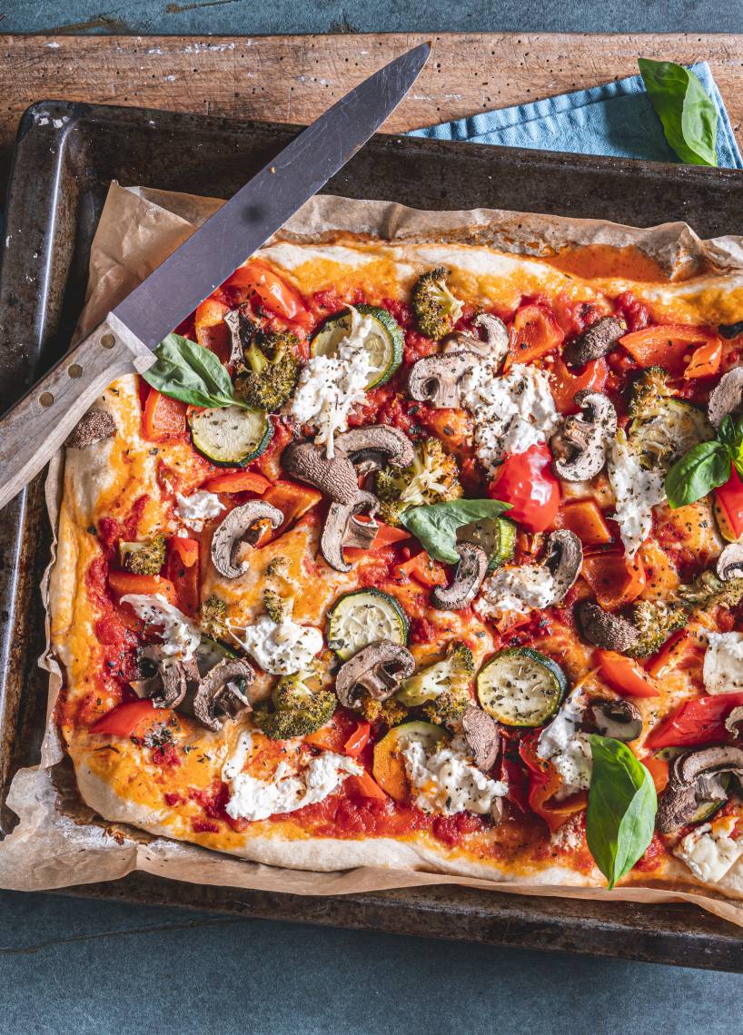 Knusprige Familienpizza vom Blech