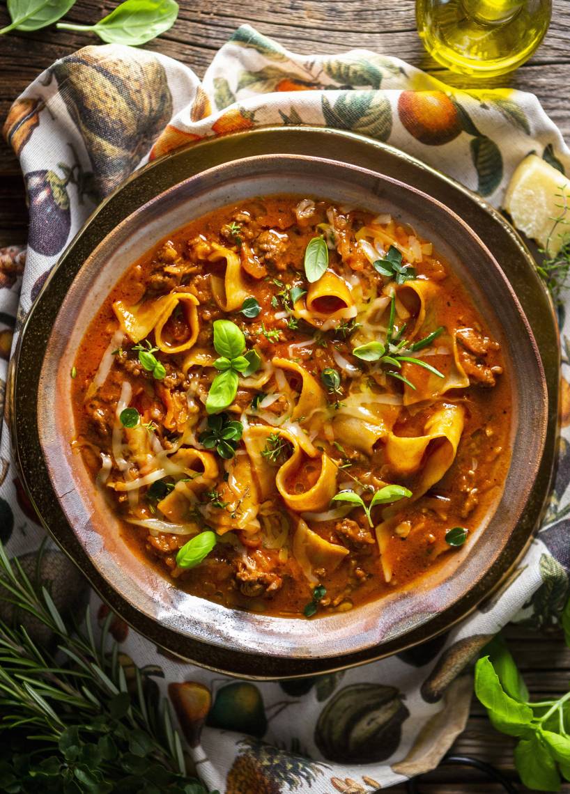 Lasagnesuppe mit Hackfleisch