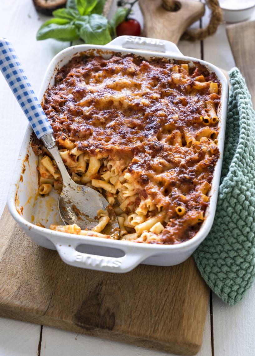 Maccheroni-Auflauf mit Tomatensoße