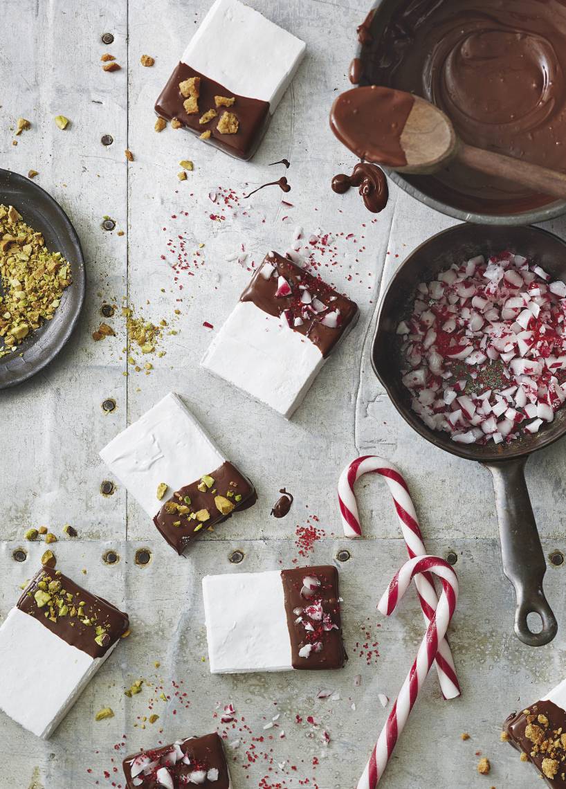 Marshmallow-mit-Schokoglasur