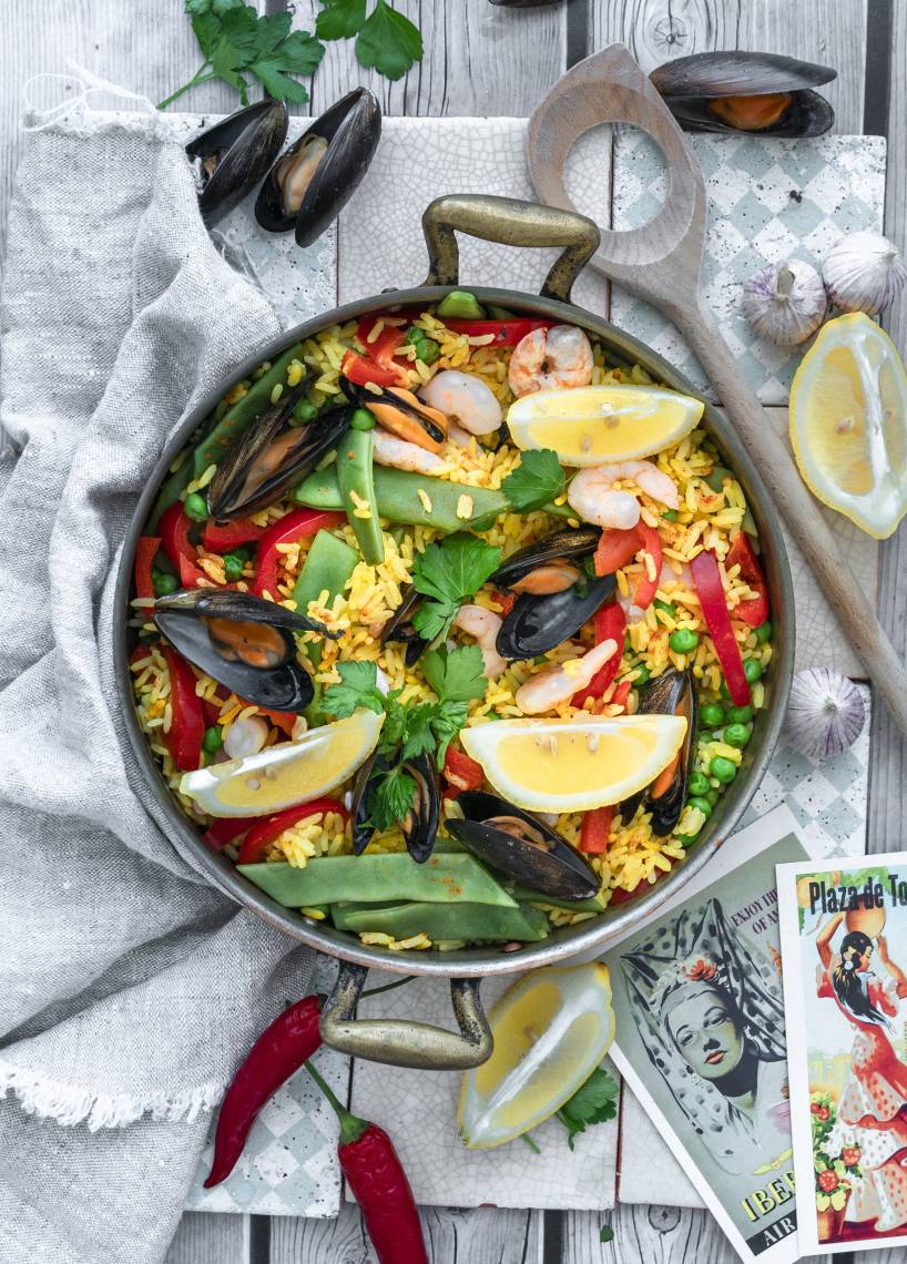 Paella mit Meeresfrüchten