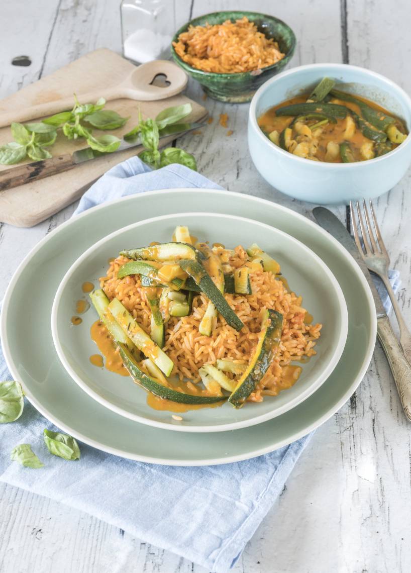 Reispfanne mit Zucchini