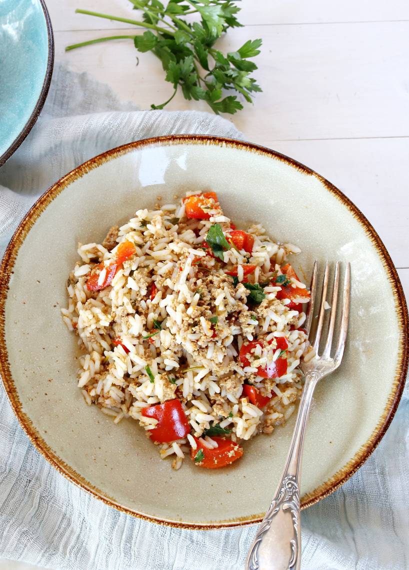 Reistopf mit Hackfleisch und Paprika