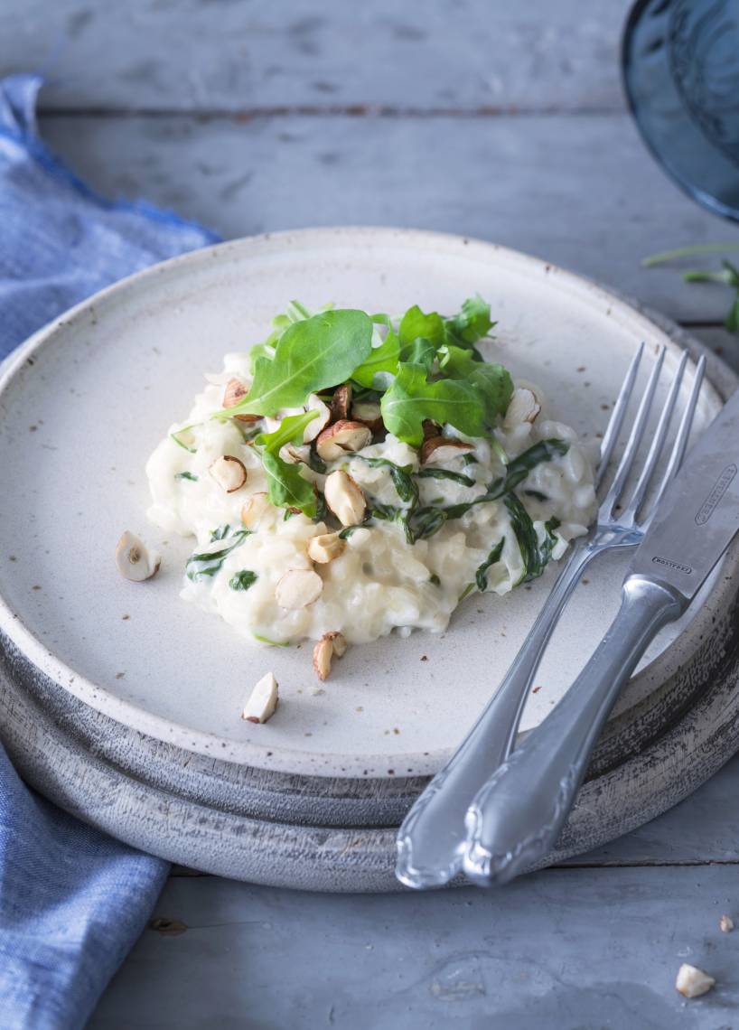Rucolarisotto mit Ziegenfrischkäse