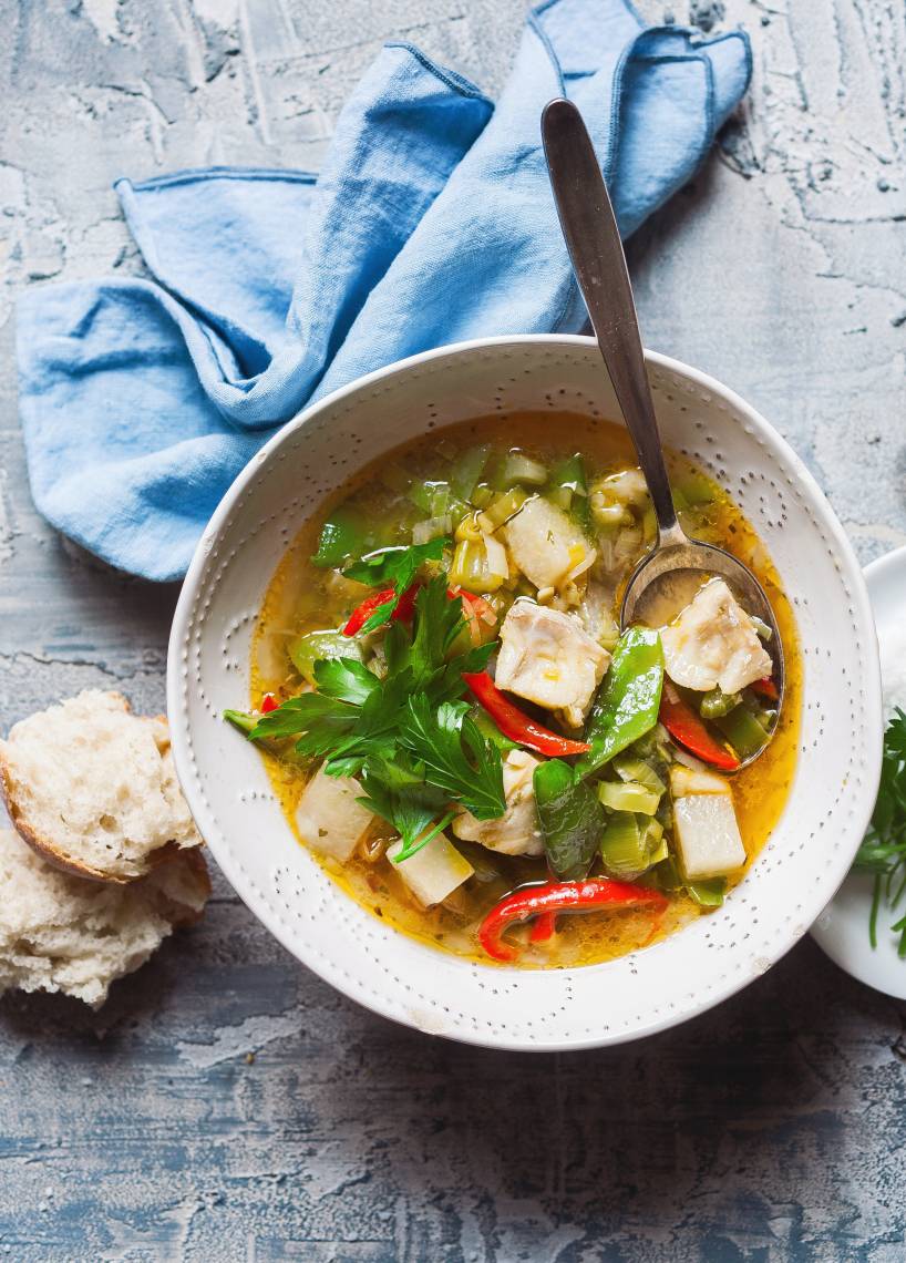 Schnelle Fisch-Gemüse-Suppe