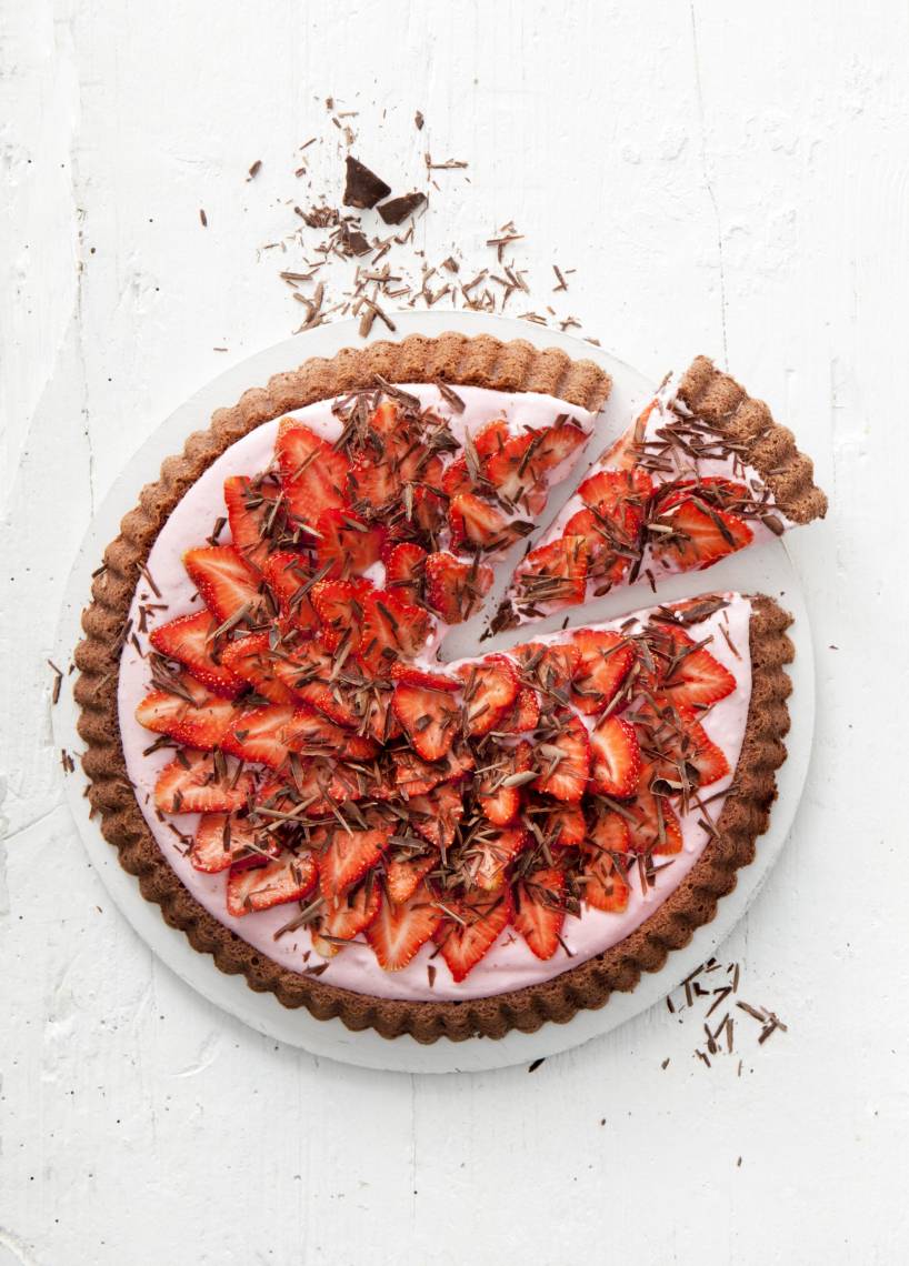 Schoko-Quarktorte mit Erdbeeren