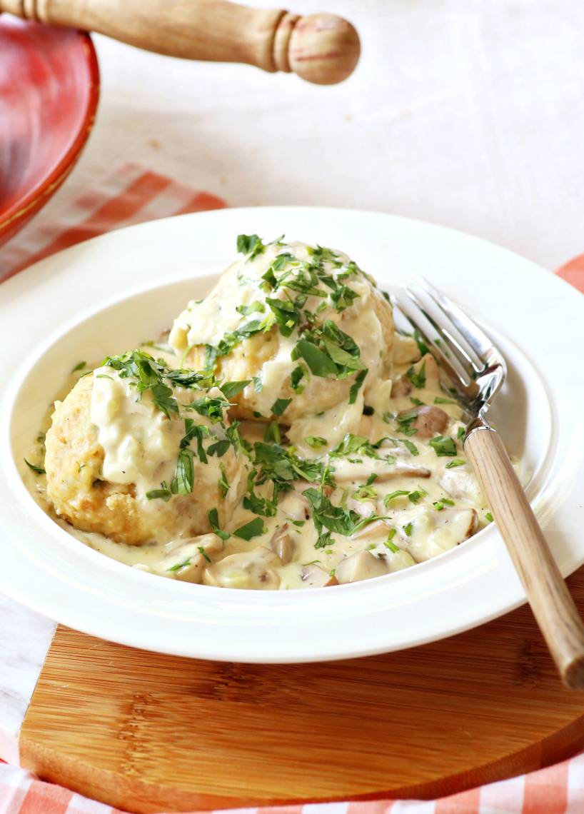 Semmelknödel mit Pilzrahm