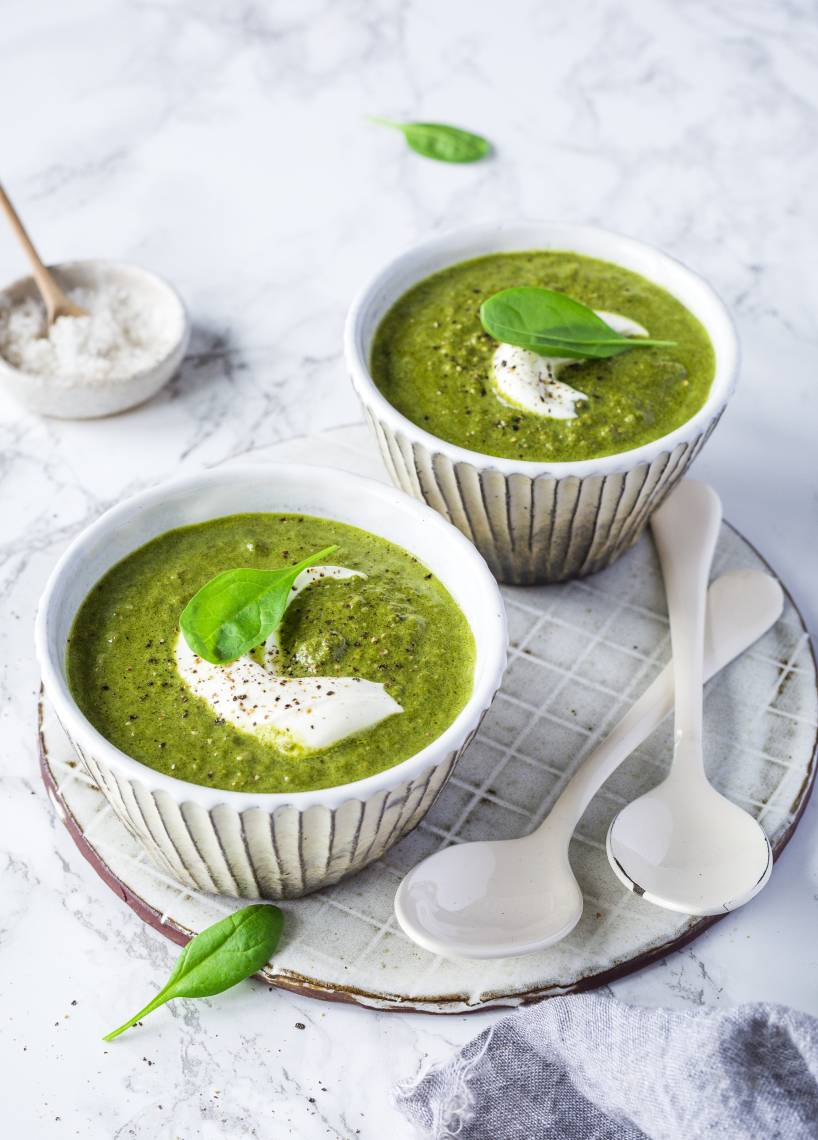 Spinat-Hack-Suppe mit Frischkäse